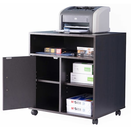 Basicwise Printer Kitchen Office Storage Stand With Casters, Black QI003556.B